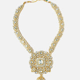 Gold Plated White Womens Kundan Long Necklace