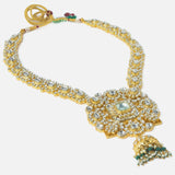 Gold Plated White Womens Kundan Long Necklace