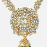 Gold Plated White Womens Kundan Long Necklace