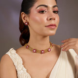 Ruby Stone Choker Necklace Set