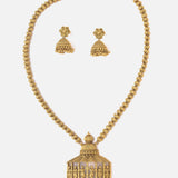 Gold Plated Womens Long Necklace Set with Pair of Earrings