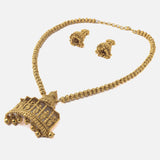 Gold Plated Womens Long Necklace Set with Pair of Earrings