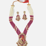 Moissanite Polki Ruby Peacock Beaded Statement Necklace Set