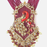 Moissanite Polki Ruby Peacock Beaded Statement Necklace Set