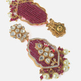 Moissanite Polki Ruby Peacock Beaded Statement Necklace Set