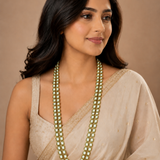 Mint Green Double-Line Jaipuri Kundan Long Necklace