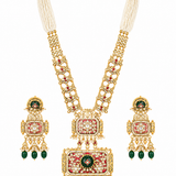 Royal Emerald Ruby Statement Necklace Set with Jhumka Earrings