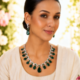 Emerald Radiance Statement Necklace Set