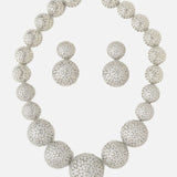 Silver Plated Zircon Short Necklace Set with Pair of Earrings, Bracelet & Ring
