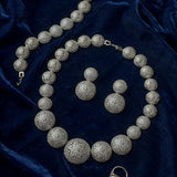 Silver Plated Zircon Short Necklace Set with Pair of Earrings, Bracelet & Ring