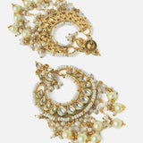 Gold Plated Womens Kundan Choker Necklace Set with Pair of Earrings