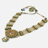 Gold Plated Green Womens Long Necklace set