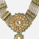 Gold Plated Green Womens Long Necklace set