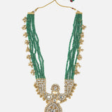 Gold Plated Green Womens Kundan Long Necklace