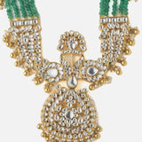 Gold Plated Green Womens Kundan Long Necklace