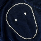 Silver Plated Womens Zircon Short Necklace Set with Pair of Earrings