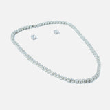 Silver Plated Womens Zircon Short Necklace Set with Pair of Earrings