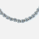 Silver Plated Womens Zircon Short Necklace Set with Pair of Earrings