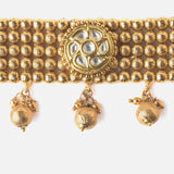 Gold Plated Womens Beads Choker Necklace Set with Pair of Earrings