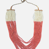 Orange & White Womens Beads Long Necklace