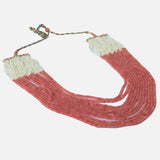 Orange & White Womens Beads Long Necklace