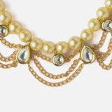 Gold Plated Womens Kundan Short Necklace