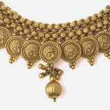 Gold Plated Red Womens Choker Necklace Set with Pair of Earrings
