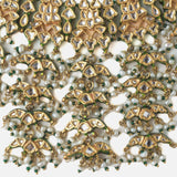 Gold Plated Womens Kundan Choker Necklace Set with Pair of Earrings