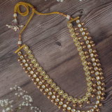 Inaayat Gold Plated Womens Kundan, Polki Long Necklace set (Freesize)