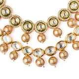 Inaayat Gold Plated Womens Kundan, Polki Long Necklace set (Freesize)