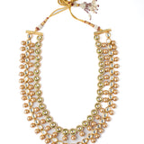 Inaayat Gold Plated Womens Kundan, Polki Long Necklace set (Freesize)