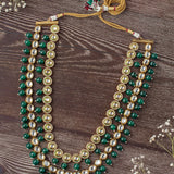 Inaayat Gold Plated Green Womens Kundan, Polki Long Necklace set (Freesize)