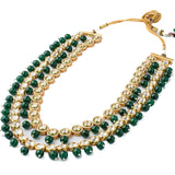 Inaayat Gold Plated Green Womens Kundan, Polki Long Necklace set (Freesize)