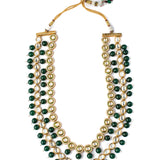 Inaayat Gold Plated Green Womens Kundan, Polki Long Necklace set (Freesize)