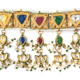 Saadgi Gold Plated Multicolored Womens Kundan, Polki Choker Necklace Set with Pair of Earrings (Freesize)