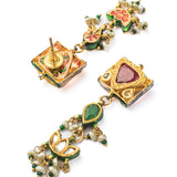 Saadgi Gold Plated Multicolored Womens Kundan, Polki Choker Necklace Set with Pair of Earrings (Freesize)