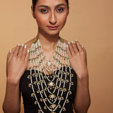 Gold Plated Kundan & Beads Multi Layered Necklace