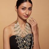 Gold Plated Kundan & Beads Multi Layered Necklace