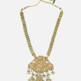 Gold Plated Green Womens Kundan Long Necklace