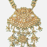 Gold Plated Green Womens Kundan Long Necklace