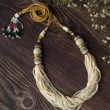 Gold Plated White Womens Pearl Short Necklace