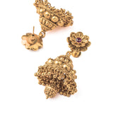 Isvaraah Gold Plated Womens Temple Long Necklace Set with Pair of Earrings (Freesize)