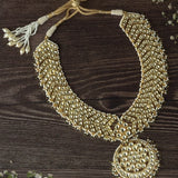Gold Plated White Womens Kundan Short Necklace
