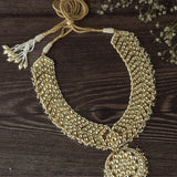 Gold Plated White Womens Kundan Short Necklace