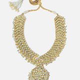 Gold Plated White Womens Kundan Short Necklace