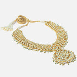 Gold Plated White Womens Kundan Short Necklace