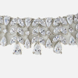 Silver Plated Womens Zircon Short Necklace Set with Pair of Earrings
