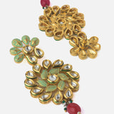 Gold Plated Red Womens Short Necklace Set with Pair of Earrings