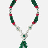 Antara Silver Plated MultiWomens Beaded Long Necklace set