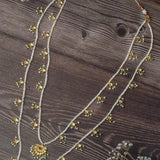Antara Gold Plated White Womens Kundan, Polki Long Necklace set (Freesize)